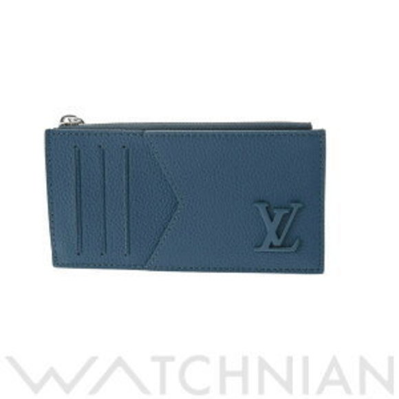 Louis Vuitton Aerogramme Card Leather Holder Case Navy LV Blue Coin - Picture 1 of 9